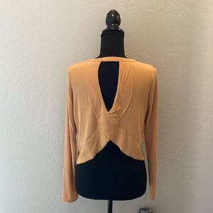 Ribbed long sleeve tan top